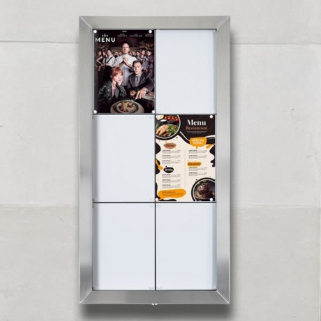 6 x A4 Premium Stainless Steel Menu Display Case